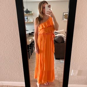 Orange One-Shoulder Dress